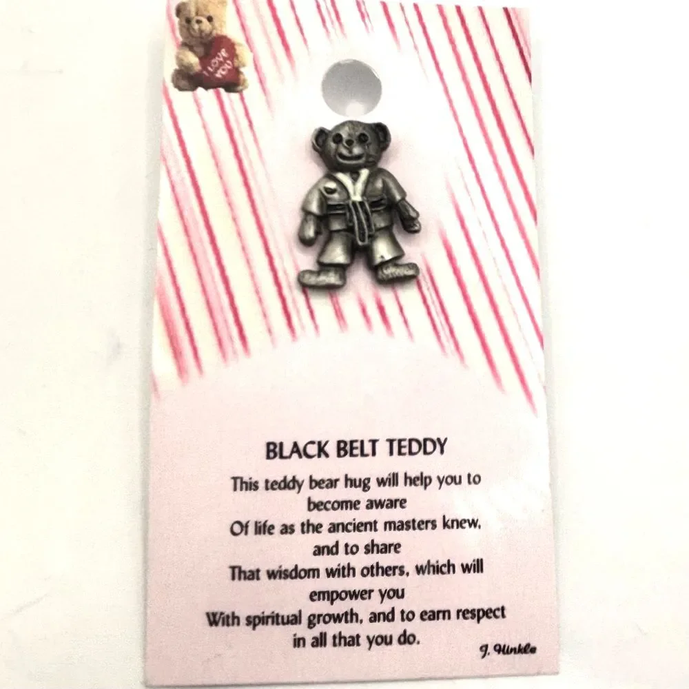 Karate Black Belt Teddy Lapel Pin Brooch